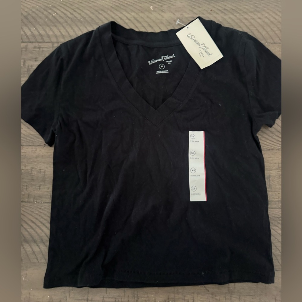 Universal Thread Black check cropped Short Sleeve Tee
